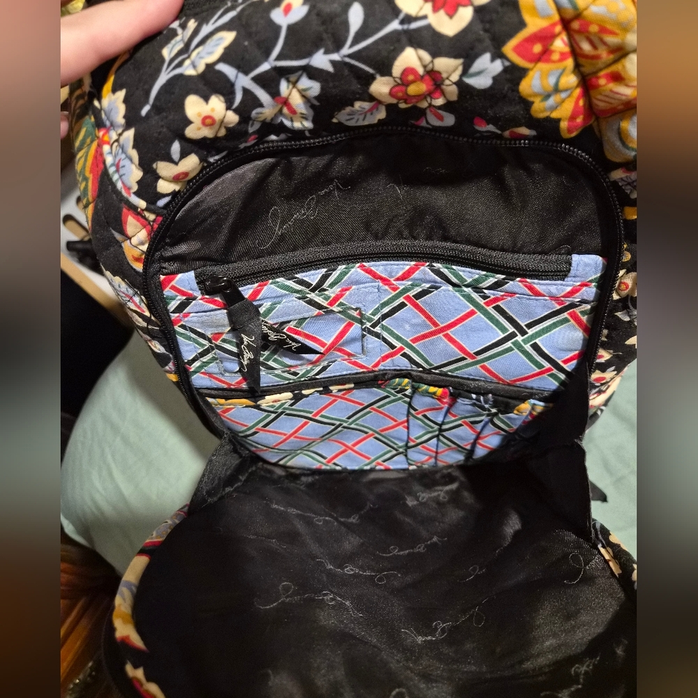 Vera Bradley Floral Backpack - Black, Red, Blue - Picture 11 of 12